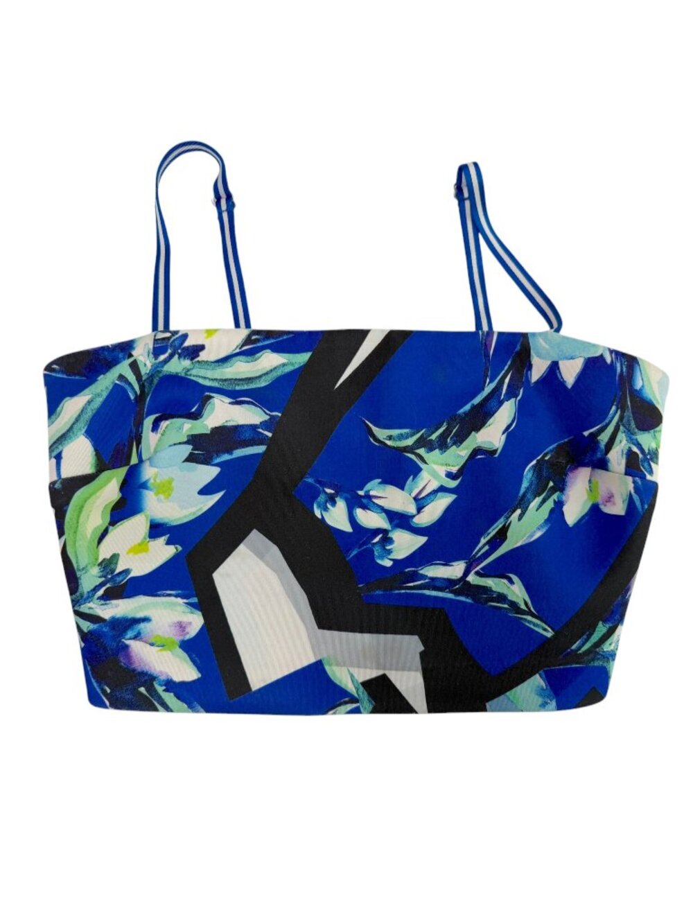 Clover Canyon Neoprene Crop Top Blue Floral Multicolor Made in the US $176 Sz XS